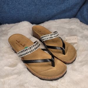 Mila Paoli Crystal Sandals  Leather Italy 8 NWT